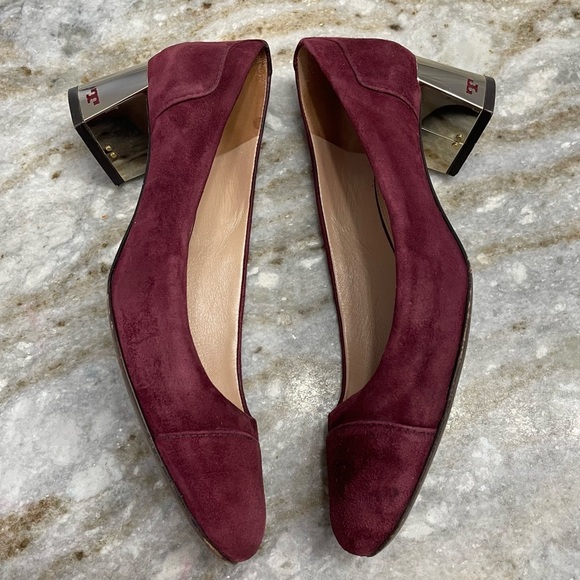 Tory Burch Evelyn 45mm Block Heel Pump Port Suede Leather Women’s 6.5 - Picture 8 of 15